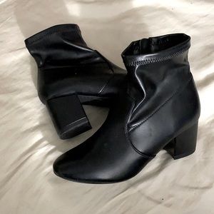 Time and true black heeled booties